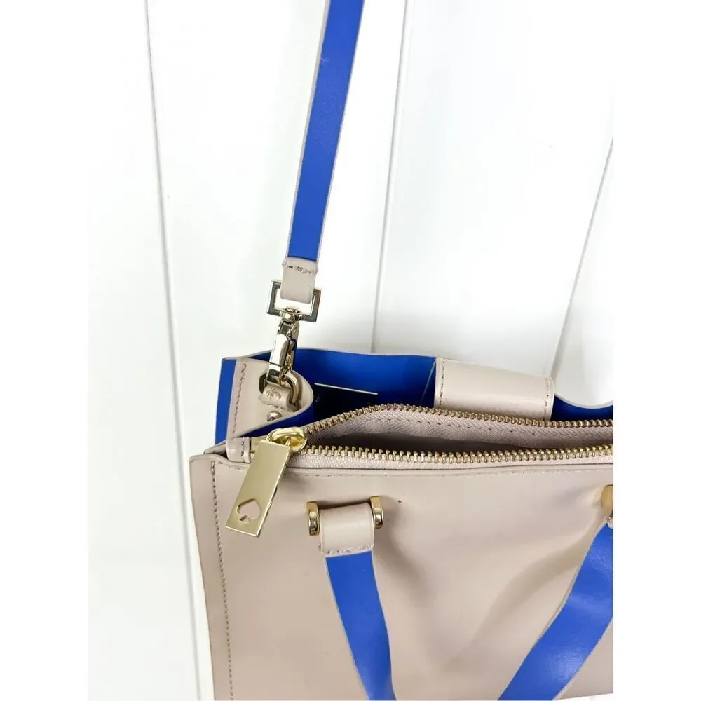 Kate Spade Pumice and Adventure Blue Arbour Hill Kyra‎ Convertible Leather Tote